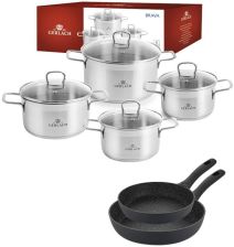 Gerlach Brava Komplet Garnki Z Pokrywkami 8 El + Patelnie Granitex 20 28 Cm Oryginalne