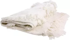 HK Living Biała Narzuta Z Frędzlami 125X150
