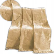 POLSKI ŁADNY KOC BEŻOWY NARZUTA BAWEŁNA 150X200 CM B802